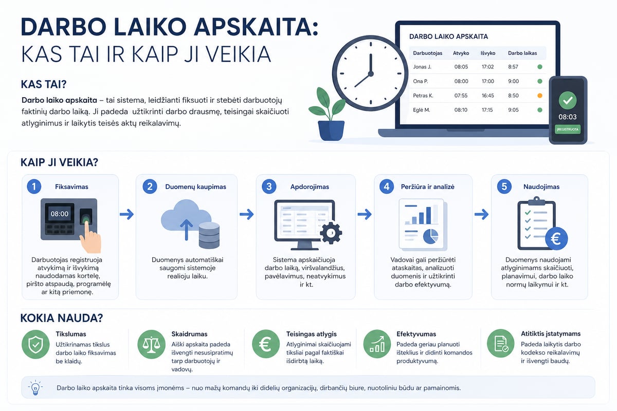 Darbo laiko apskaita – kas tai ir kaip ji veikia praktikoje