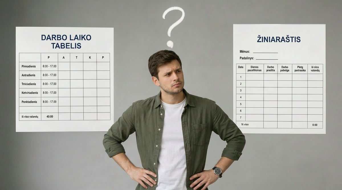 Darbo laiko tabelis su mėnesio darbo laiko duomenimis pagal darbuotojus