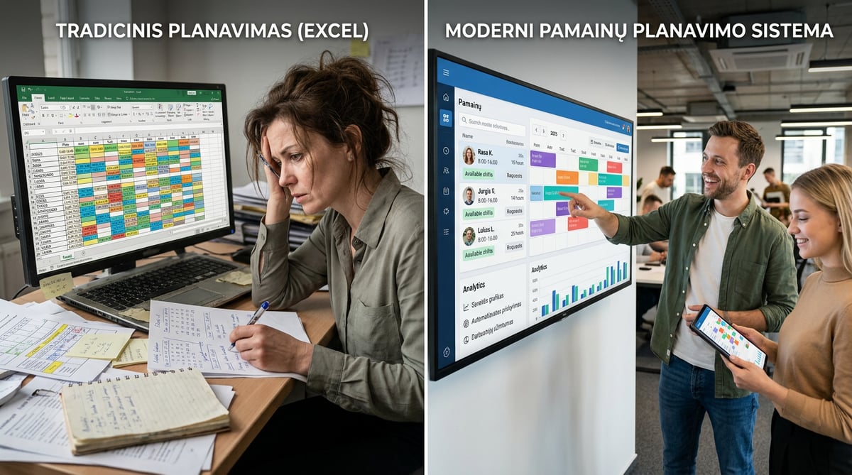 Pamainų planavimas be Excel – greitesnis darbo grafikų sudarymas ir mažiau klaidų