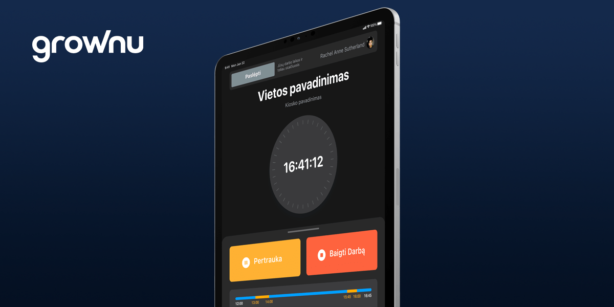 Skaitmeninė darbo laiko apskaita – Grownu sistemos pavyzdys