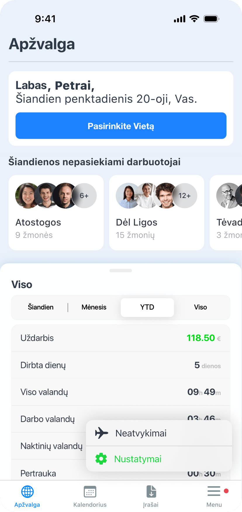 Darbuotojas mato komandos atostogas telefone