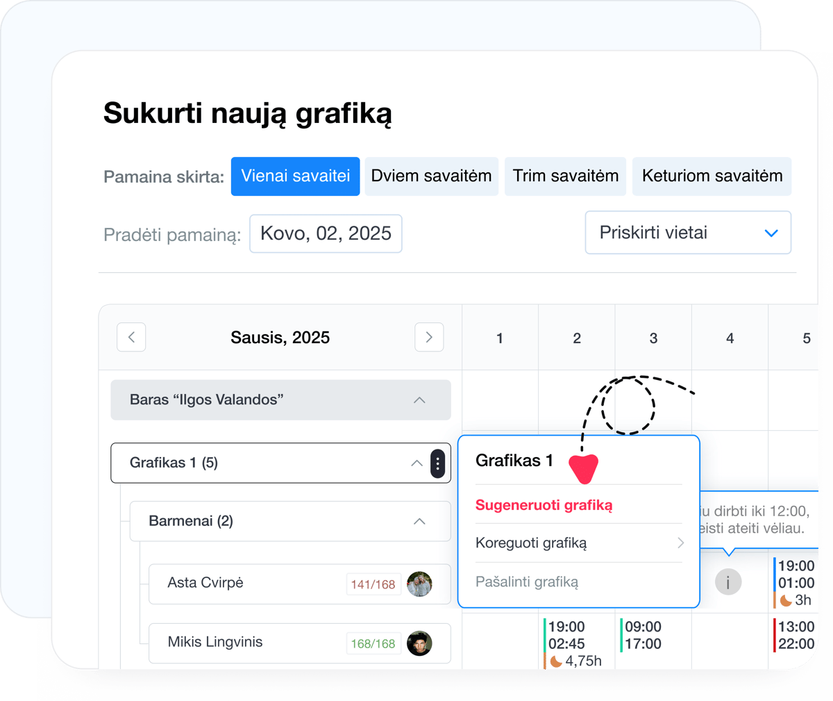 Automatinis darbo grafiko sudarymas pagal taisykles