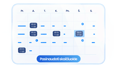 Darbo laiko nemokama mėnesio skaičiuoklė piešinukas mygtukui