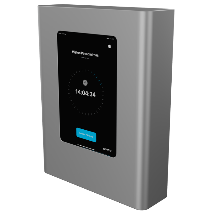 Darbo laiko registravimo terminalas lauko sąlygoms ir pritaikytas šalčiui