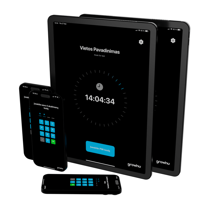 Nemokamas darbo laiko registravimo terminalas telefone