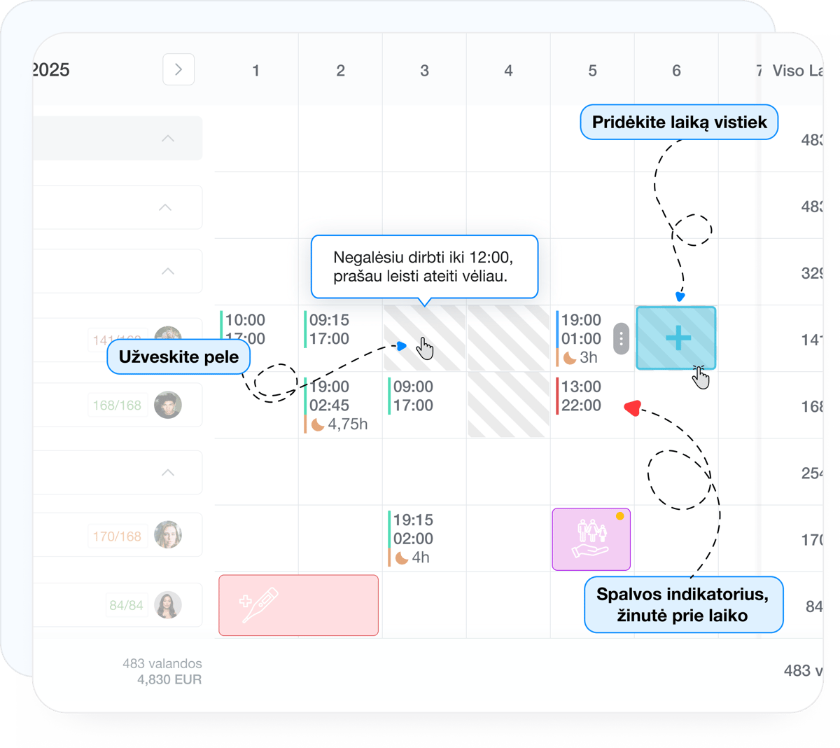 Darbuotojų pageidavimų surinkimas ir atvaizdavimas grafike