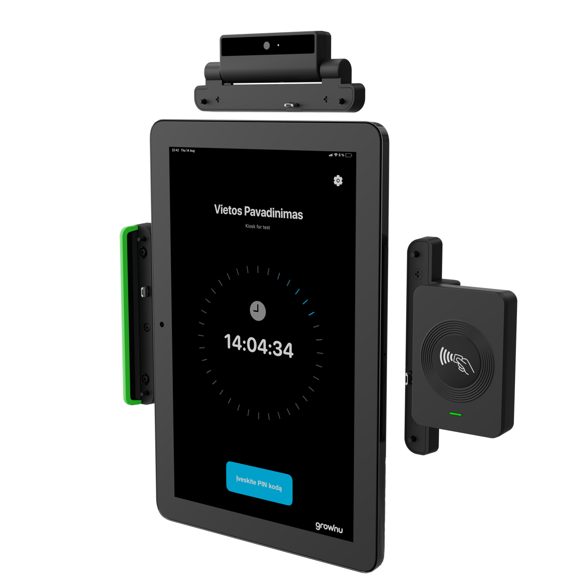 Grownu darbo laiko registravimo terminalų rinkinys