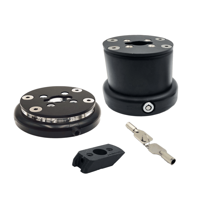 Apsauginis planšetės laikiklis su raktu ir metaliniu užraktu